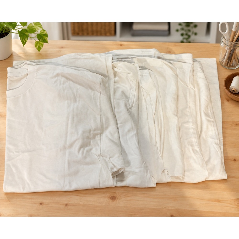 Lot of 6 Gildan White Blank T-Shirts 2XL DryBlend Heavy Cotton Crew Neck Tee